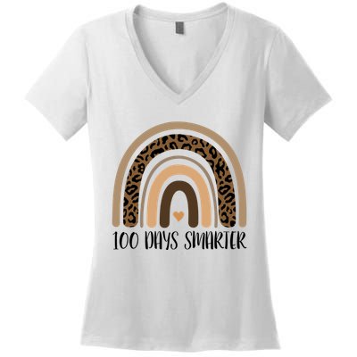 100 Days Smarter 100th Day Of School Women's V-Neck T-Shirt