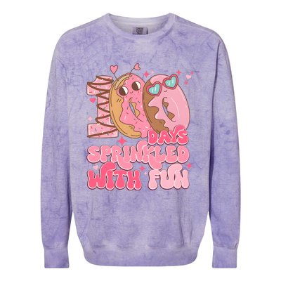 100 Days Sprinkled With Fun Donuts Colorblast Crewneck Sweatshirt