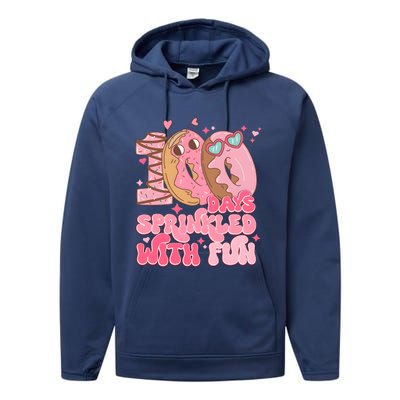 100 Days Sprinkled With Fun Donuts Performance Fleece Hoodie