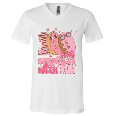 100 Days Sprinkled With Fun Donuts V-Neck T-Shirt