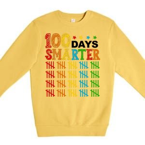 100 Days Smarter Cute Funny 100th Day Of School Premium Crewneck Sweatshirt