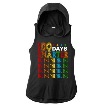 100 Days Smarter Cute Funny 100th Day Of School Ladies PosiCharge Tri-Blend Wicking Draft Hoodie Tank