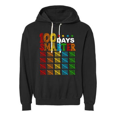 100 Days Smarter Cute Funny 100th Day Of School Garment-Dyed Fleece Hoodie