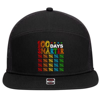 100 Days Smarter Cute Funny 100th Day Of School 7 Panel Mesh Trucker Snapback Hat