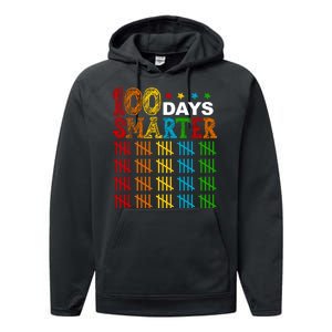 100 Days Smarter Cute Funny 100th Day Of School Performance Fleece Hoodie