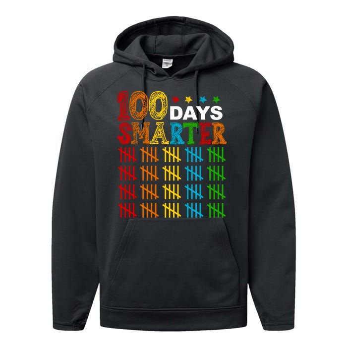 100 Days Smarter Cute Funny 100th Day Of School Performance Fleece Hoodie