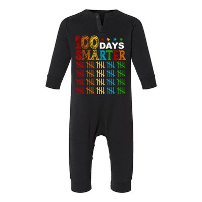 100 Days Smarter Cute Funny 100th Day Of School Infant Fleece One Piece