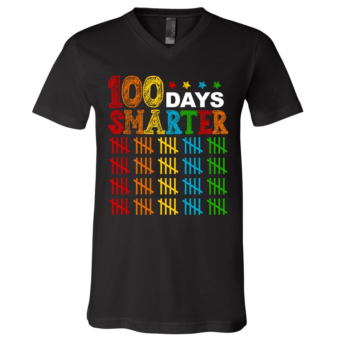 100 Days Smarter Cute Funny 100th Day Of School V-Neck T-Shirt