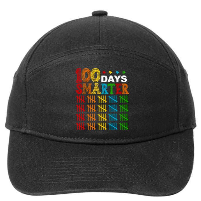 100 Days Smarter Cute Funny 100th Day Of School 7-Panel Snapback Hat