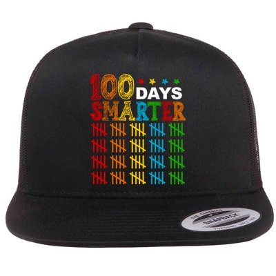 100 Days Smarter Cute Funny 100th Day Of School Flat Bill Trucker Hat