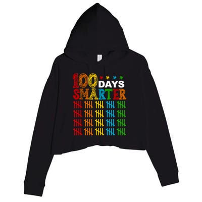 100 Days Smarter Cute Funny 100th Day Of School Crop Fleece Hoodie