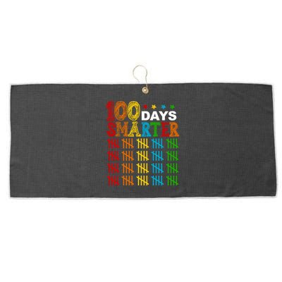 100 Days Smarter Cute Funny 100th Day Of School Large Microfiber Waffle Golf Towel