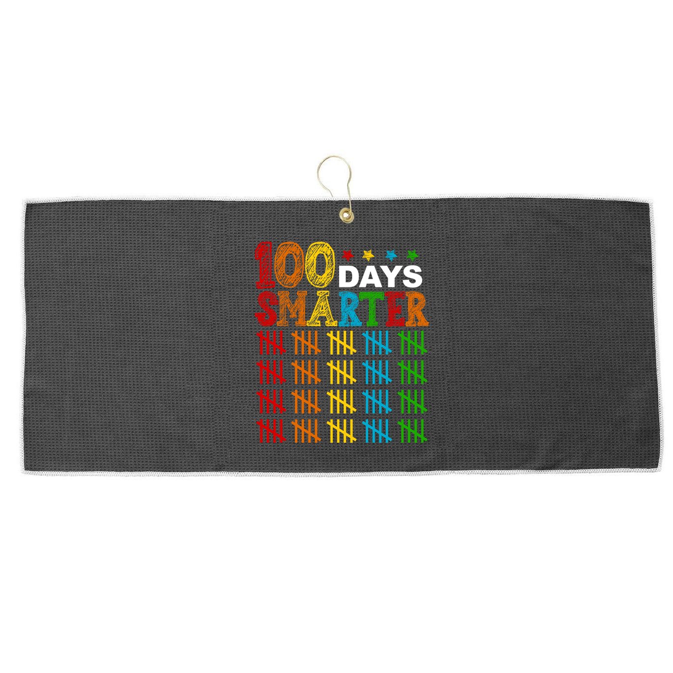100 Days Smarter Cute Funny 100th Day Of School Large Microfiber Waffle Golf Towel
