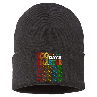 100 Days Smarter Cute Funny 100th Day Of School Sustainable Knit Beanie