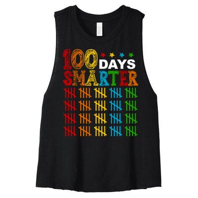 100 Days Smarter Cute Funny 100th Day Of School Women's Racerback Cropped Tank