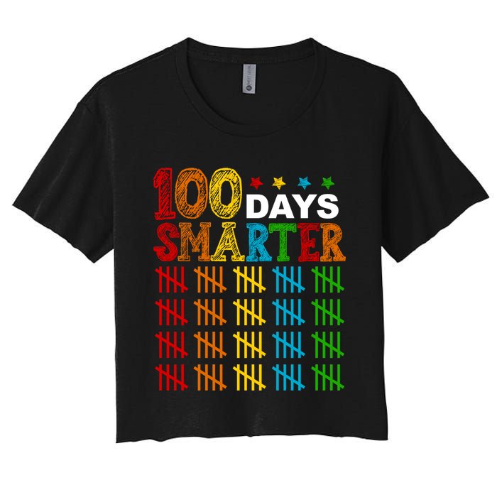 100 Days Smarter Cute Funny 100th Day Of School Women's Crop Top Tee