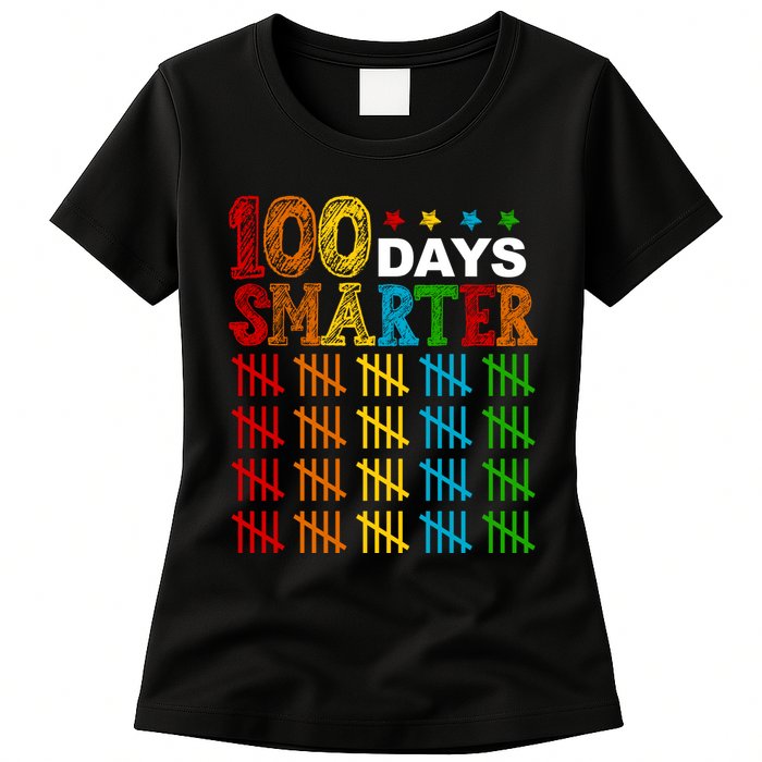 100 Days Smarter Cute Funny 100th Day Of School Womens T-Shirt