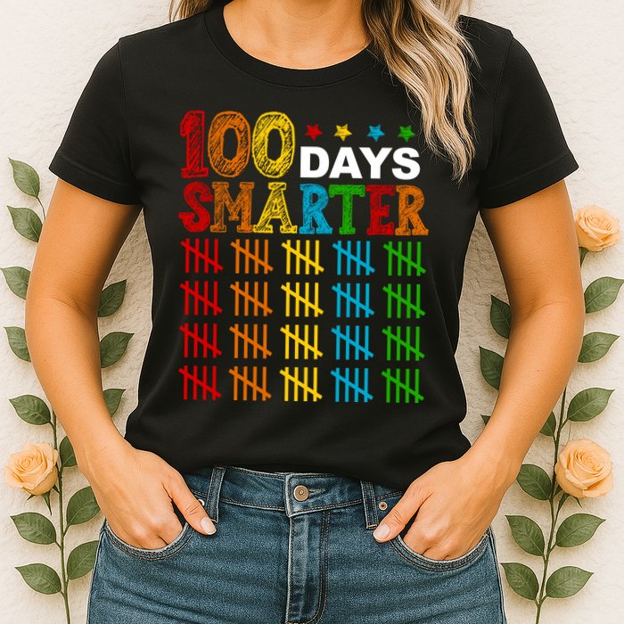 100 Days Smarter Cute Funny 100th Day Of School Womens T-Shirt
