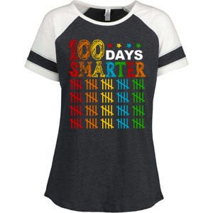 100 Days Smarter Cute Funny 100th Day Of School Enza Ladies Jersey Colorblock Tee