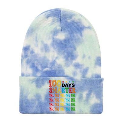 100 Days Smarter Cute Funny 100th Day Of School Tie Dye 12in Knit Beanie