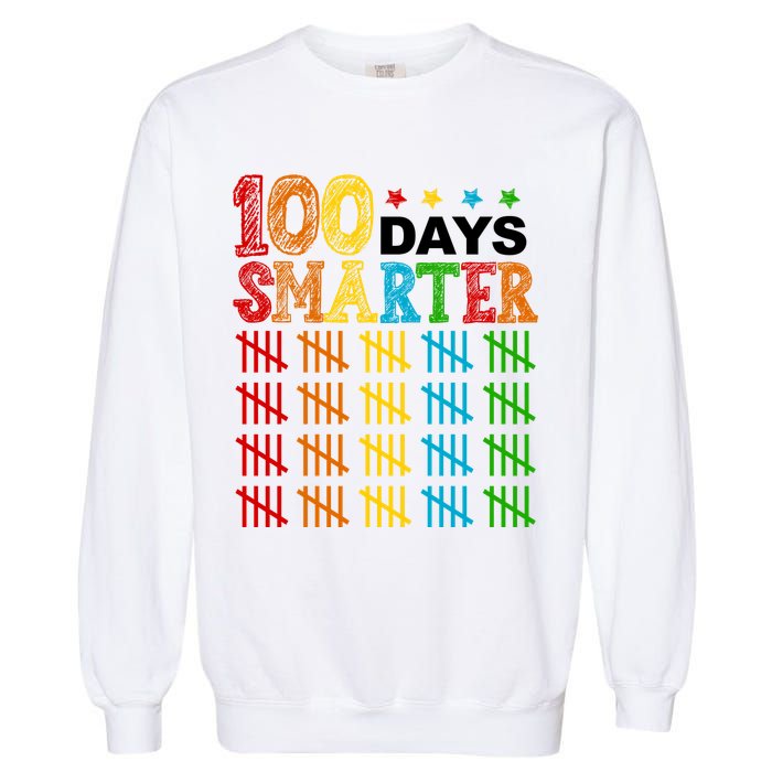 100 Days Smarter Cute Funny 100th Day Of School Garment-Dyed Sweatshirt