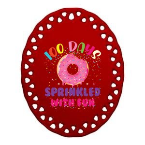 100 Days Sprinkled With Fun Donuts Happy 100th Day Of School Gift Ceramic Oval Ornament