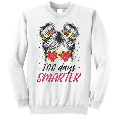 100 Days Smarter Messy Bun Girl Sweatshirt