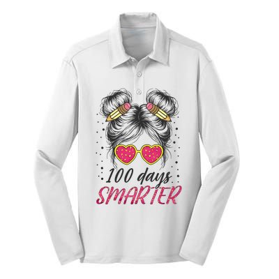 100 Days Smarter Messy Bun Girl Silk Touch Performance Long Sleeve Polo