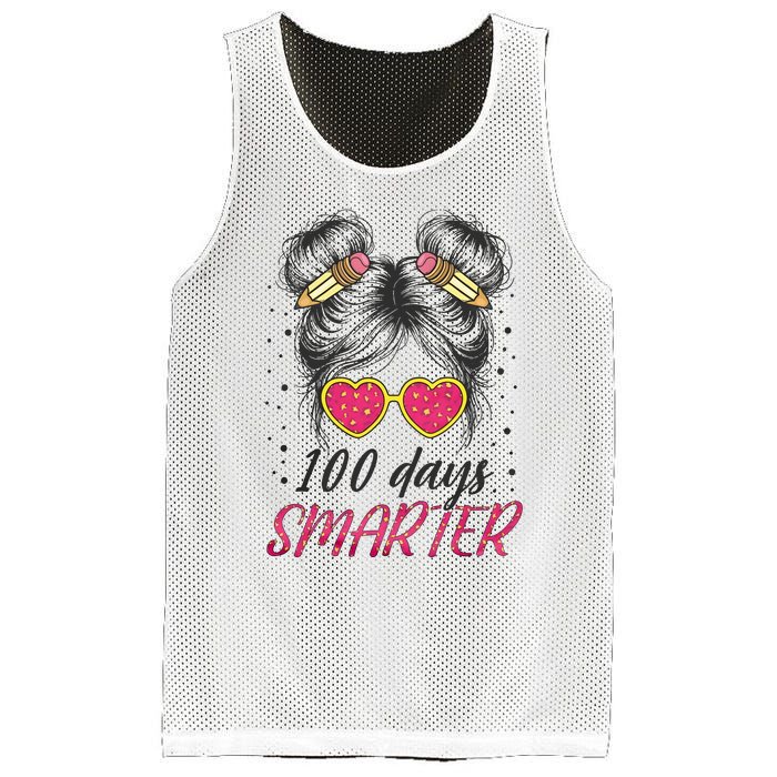 100 Days Smarter Messy Bun Girl Mesh Reversible Basketball Jersey Tank