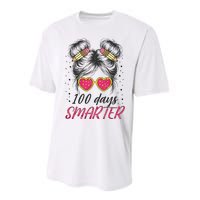 100 Days Smarter Messy Bun Girl Performance Sprint T-Shirt