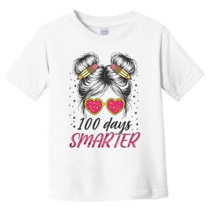 100 Days Smarter Messy Bun Girl Toddler T-Shirt