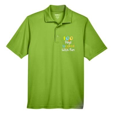 100 Days Sprinkled With Fun Funny 100 Days Of School Gift Men's Origin Performance Pique Polo