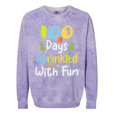 100 Days Sprinkled With Fun Funny 100 Days Of School Gift Colorblast Crewneck Sweatshirt