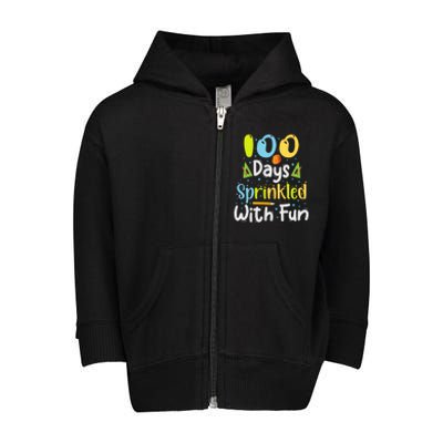 100 Days Sprinkled With Fun Funny 100 Days Of School Gift Toddler Zip Fleece Hoodie