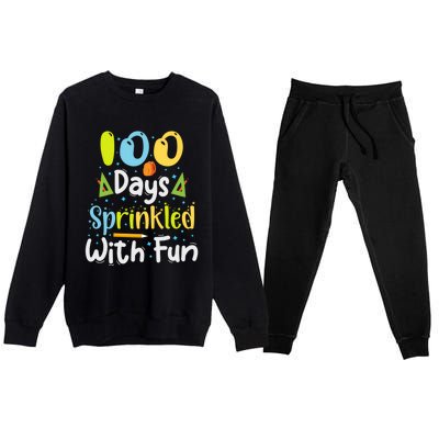 100 Days Sprinkled With Fun Funny 100 Days Of School Gift Premium Crewneck Sweatsuit Set