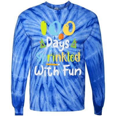 100 Days Sprinkled With Fun Funny 100 Days Of School Gift Tie-Dye Long Sleeve Shirt