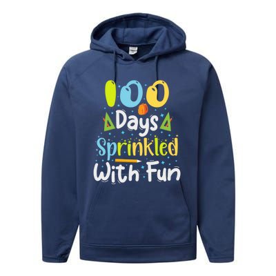 100 Days Sprinkled With Fun Funny 100 Days Of School Gift Performance Fleece Hoodie