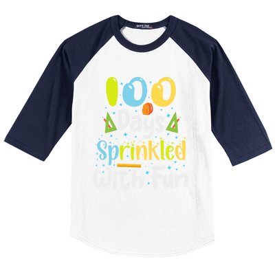 100 Days Sprinkled With Fun Funny 100 Days Of School Gift Baseball Sleeve Shirt