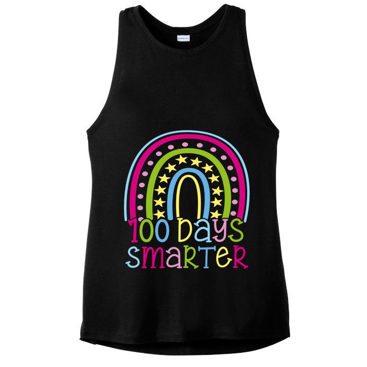 100 Days Smarter Cute Colorful Rainbow Ladies PosiCharge Tri-Blend Wicking Tank