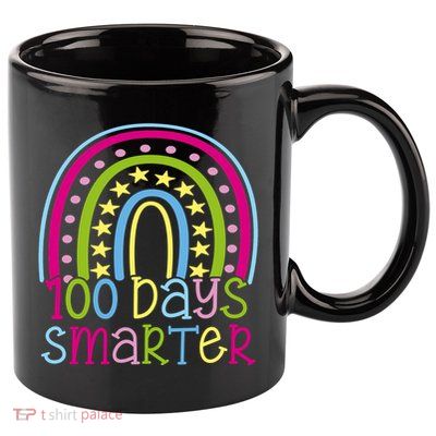 100 Days Smarter Cute Colorful Rainbow 11oz C Handle Ceramic Mug