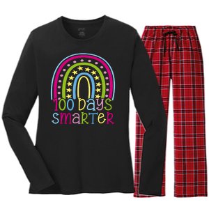 100 Days Smarter Cute Colorful Rainbow Women's Long Sleeve Flannel Pajama Set 