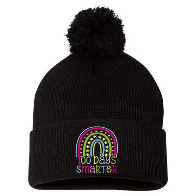 100 Days Smarter Cute Colorful Rainbow Pom Pom 12in Knit Beanie
