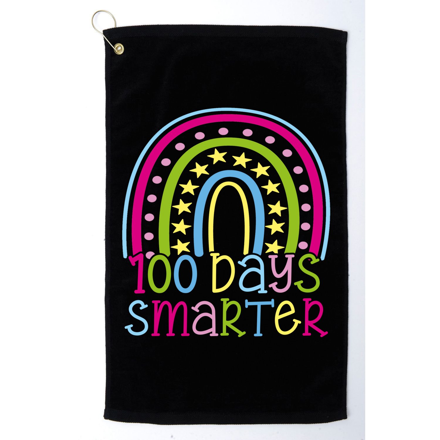 100 Days Smarter Cute Colorful Rainbow Golf Towel
