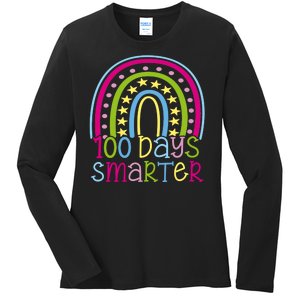 100 Days Smarter Cute Colorful Rainbow Ladies Long Sleeve Shirt