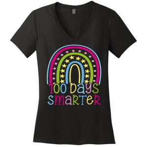 100 Days Smarter Cute Colorful Rainbow Women's V-Neck T-Shirt