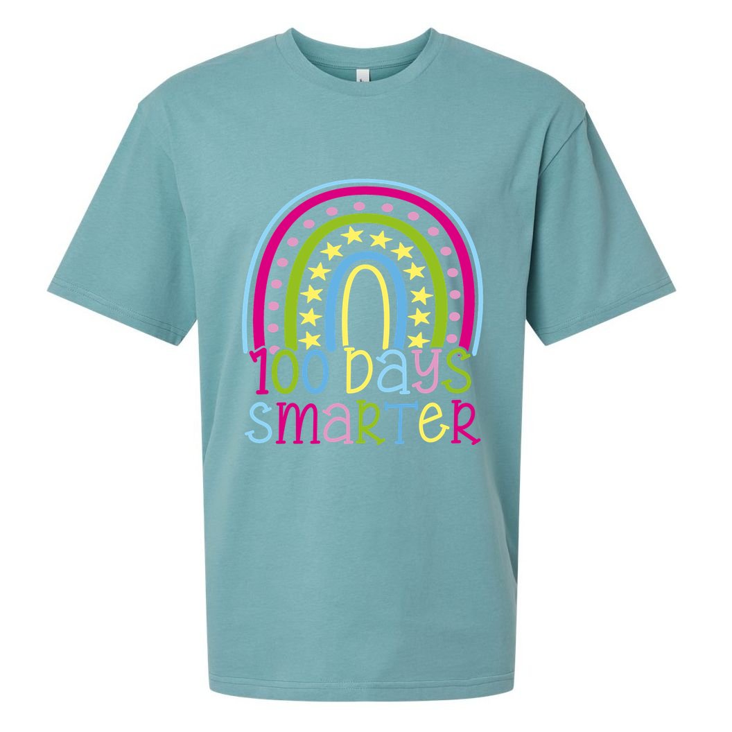 100 Days Smarter Cute Colorful Rainbow Sueded Cloud Jersey T-Shirt