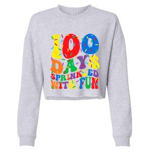 100 Days Sprinkled With Fun Groovy Teacher 100 Day Of School Great Gift Cropped Pullover Crew