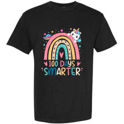 100 Days Smarter Unicorn 100th Day Of School Gift Garment-Dyed Heavyweight T-Shirt