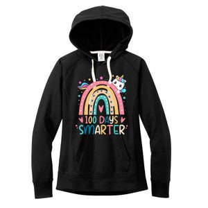 100 Days Smarter Unicorn 100th Day Of School Gift Women's Fleece Hoodie