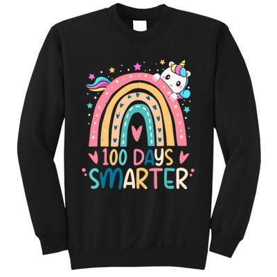 100 Days Smarter Unicorn 100th Day Of School Gift Tall Sweatshirt